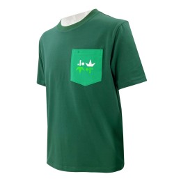 Design printing green round neck T-shirt Customized chest pocket T-shirt Flat machine neck cartoon printing T1071 Design printing green round neck T-shirt Customized chest pocket T-shirt Flat machine neck cartoon printing T1071